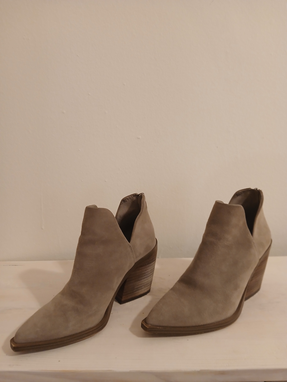Vince Camuto Taupe Suede Women’s Ankle Booties - Classic Western-Inspired Heels
